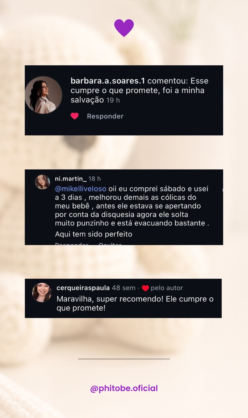 Print de depoimento enviado por uma mãe